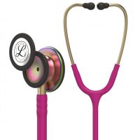 سماعة طبية Littmann Classic III وردي داكن مع كأس صدر قوس قزح 5806