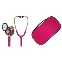 Pack étudiant - Stéthoscope Littmann Classic III Rose Foncé capsule arc-en-ciel 5806 + Sacoche rose nacré