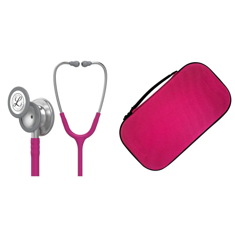 حزمة الطالب - سماعة طبية Littmann Classic III وردي غامق - توت أحمر 5648 + حقيبة وردي لؤلؤي