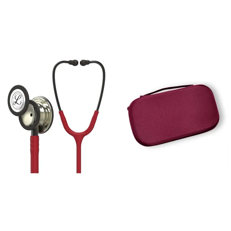 Studentenpaket - Stethoskop Littmann Classic III Burgund mit Champagner-Kapsel 5864 + Pflaumenfarbene Tasche