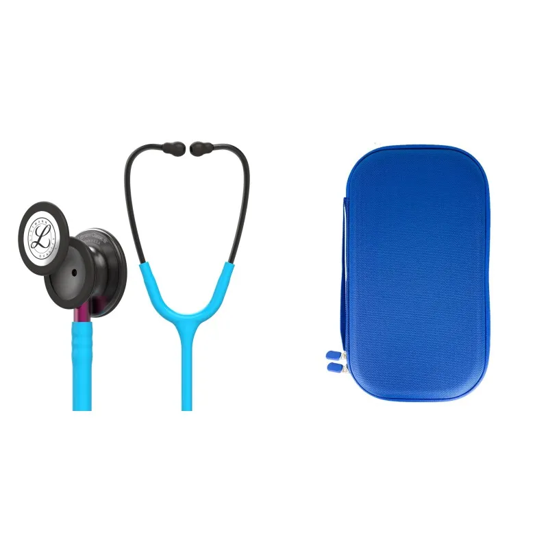 Pachet student - Stetoscop Littmann Classic III Turcoaz cu capsula fumurie 5872 + Borseta Albastru perlat