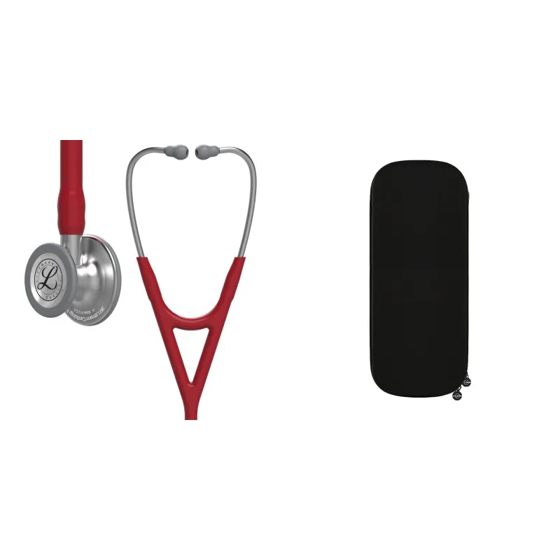 حزمة قلبية - سماعة طبية Littmann Cardiology IV أحمر بورغندي 6184 + حقيبة سماعة Cardio سوداء